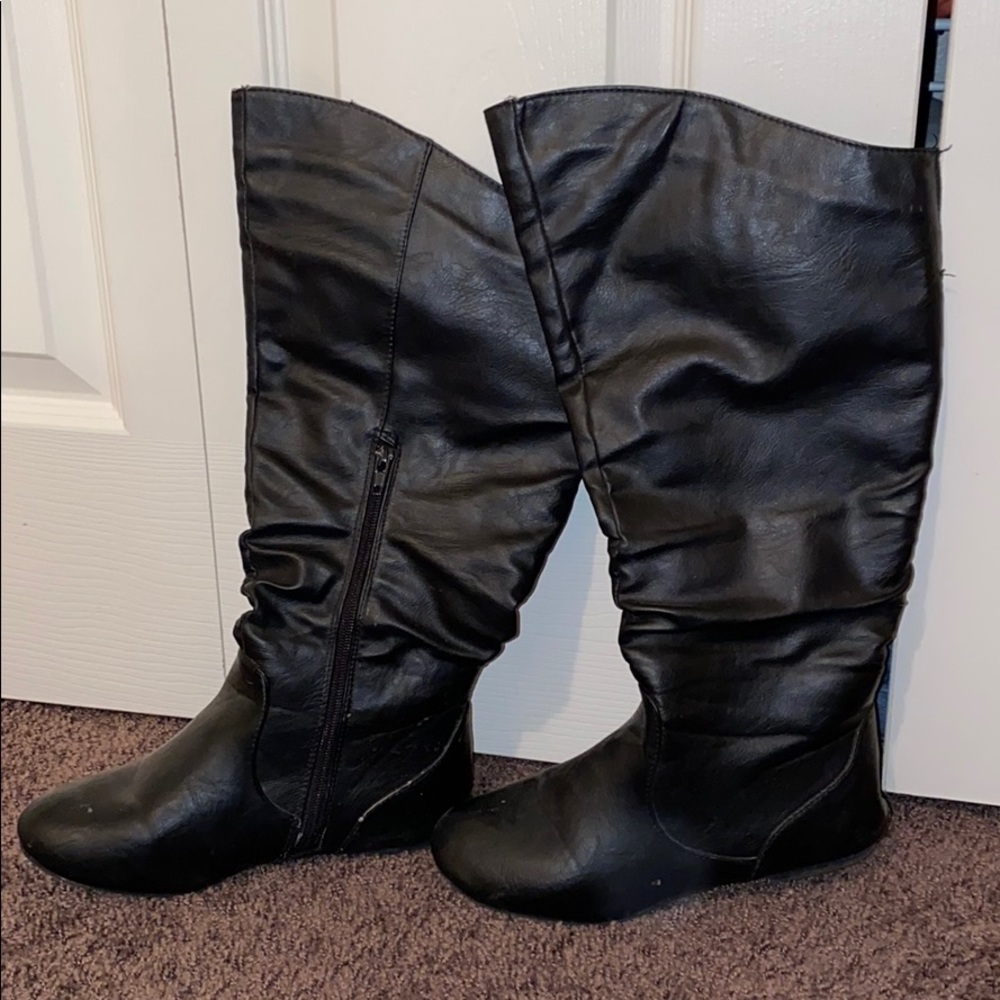 black leather calf boots